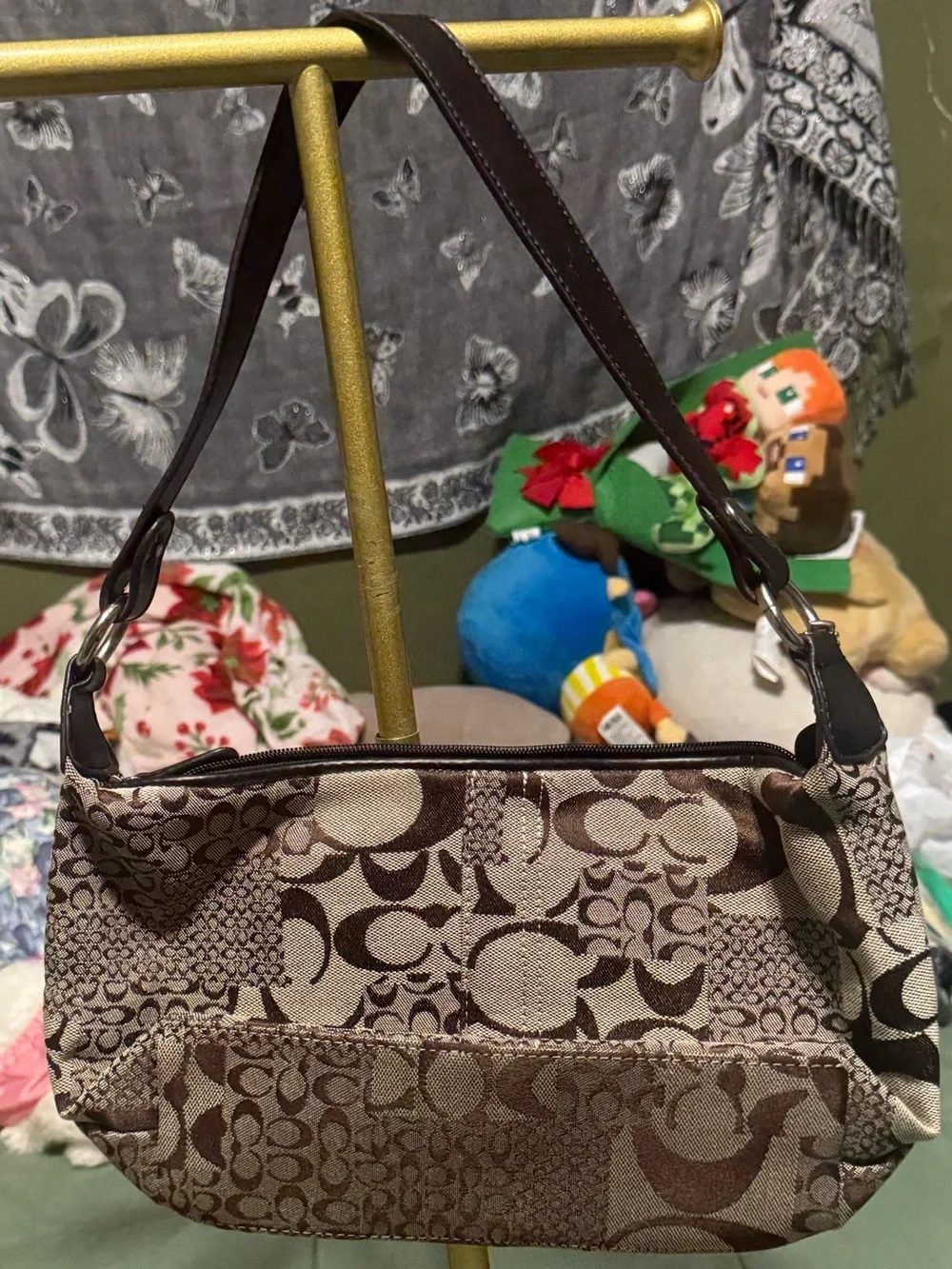 Coach Brown & Tan Signature Jacquard Shoulder Bag